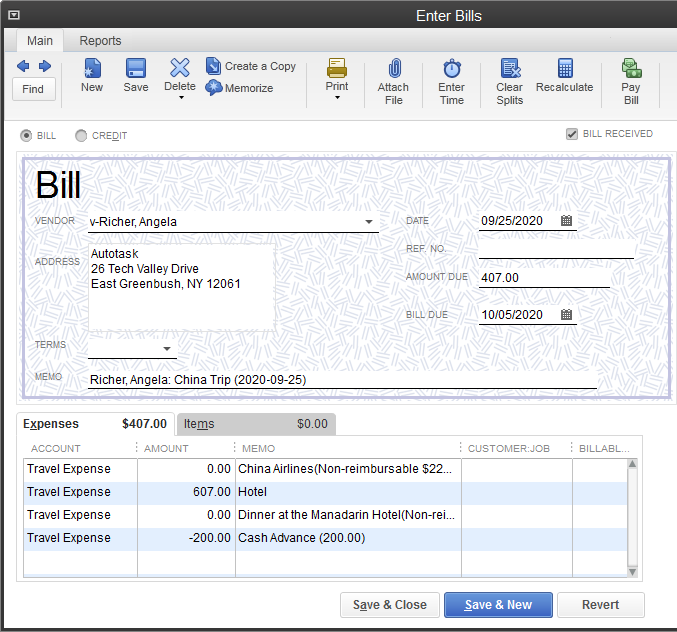 expense report template for quickbooks